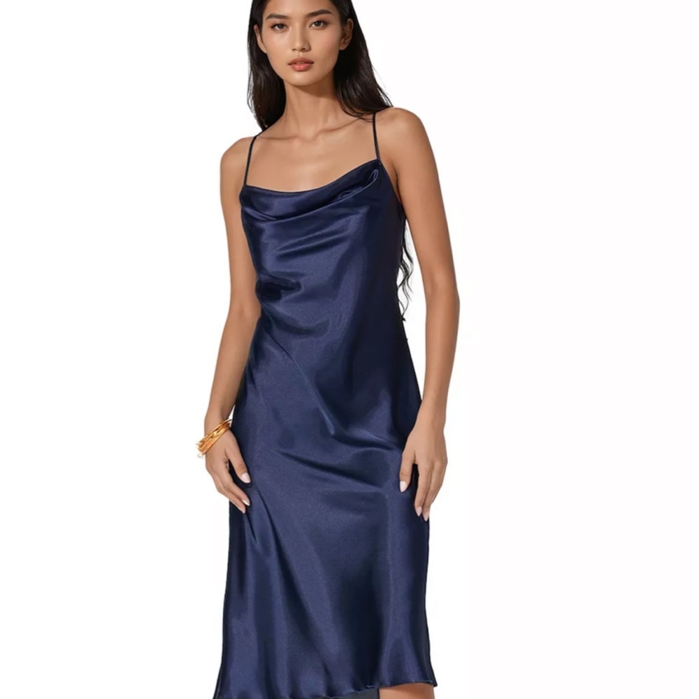 Bebe Women’s Satin Slip dress- Navy